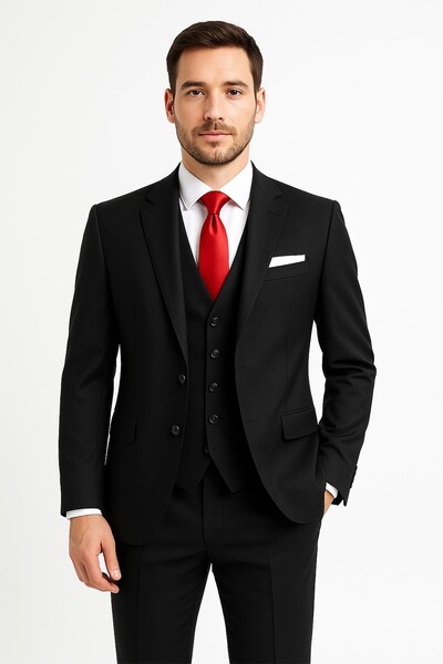 Piserro - Yelekli Takım Elbise Slim Fit