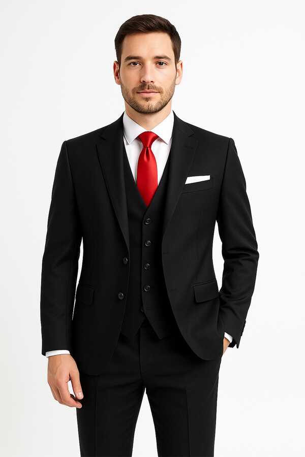 Yelekli Takım Elbise Slim Fit