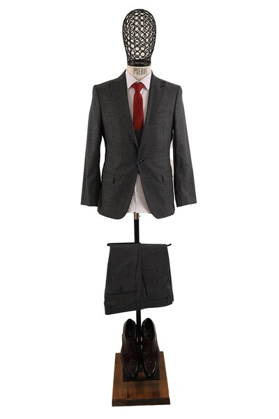 Yelekli Takım Elbise Slim Fit Erkek - Thumbnail