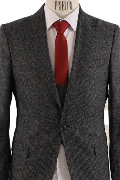 Yelekli Takım Elbise Slim Fit Erkek - Thumbnail