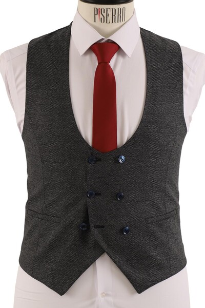 Yelekli Takım Elbise Slim Fit Erkek - Thumbnail
