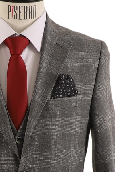 Yelekli Takım Elbise Slim Fit Erkek - Thumbnail