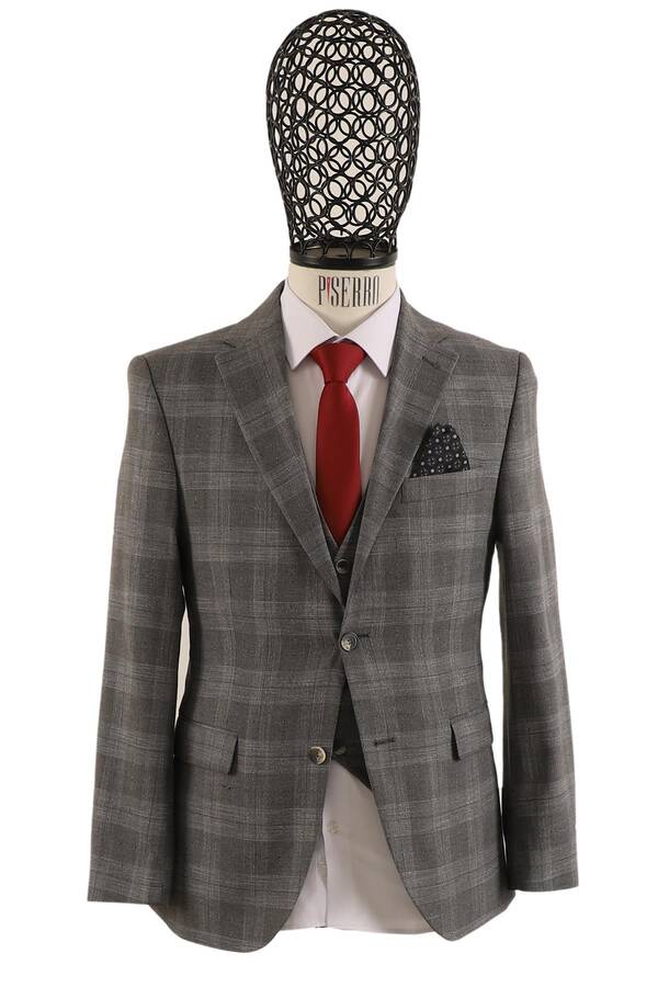 Yelekli Takım Elbise Slim Fit Erkek
