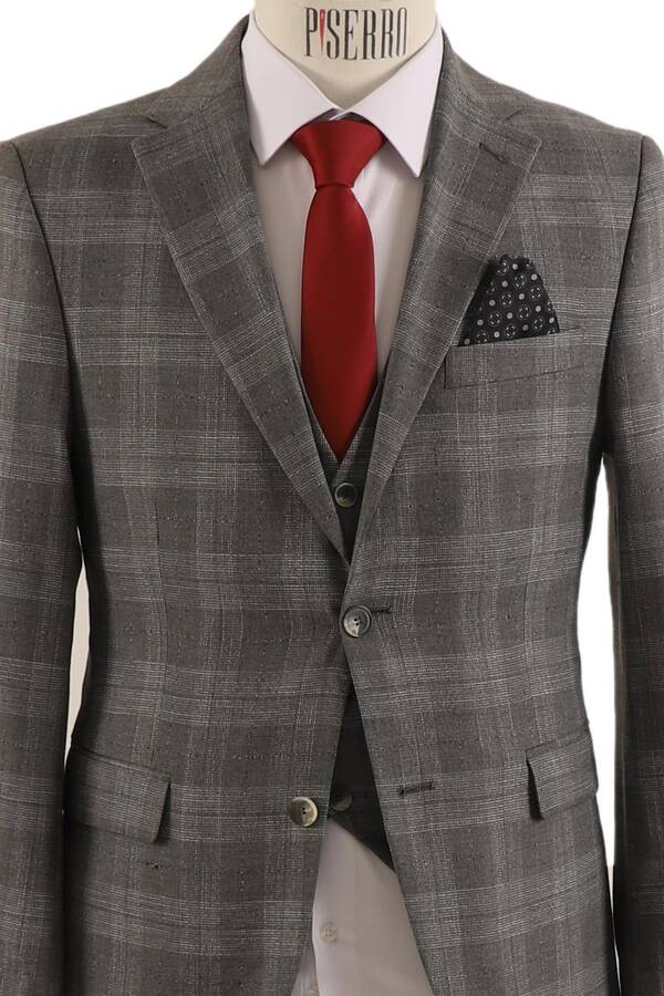 Yelekli Takım Elbise Slim Fit Erkek