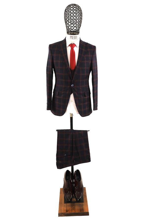 Yelekli Takım Elbise Slim Fit Erkek