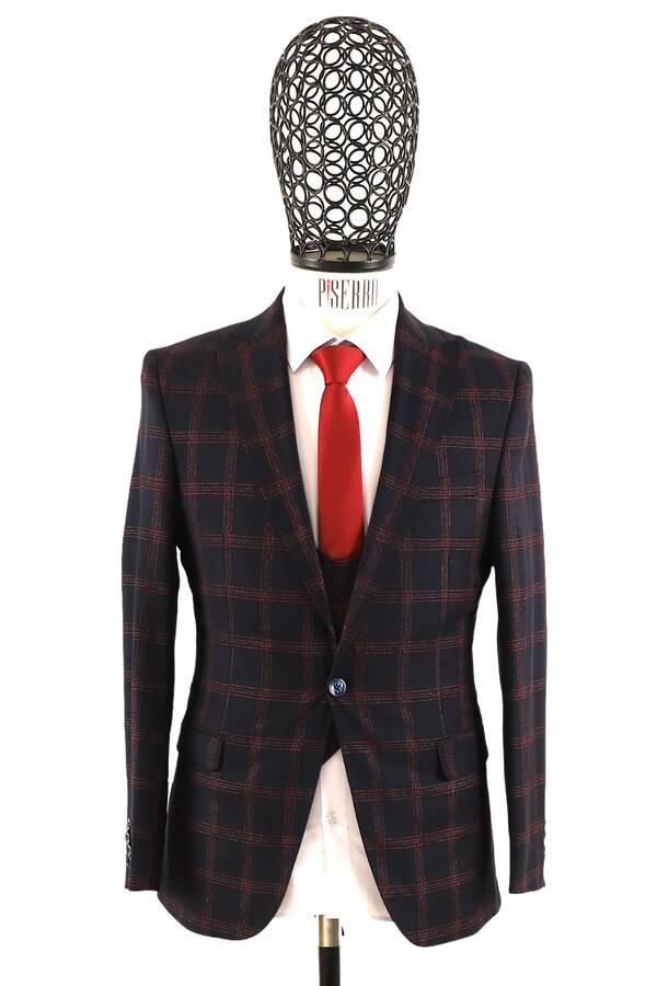 Yelekli Takım Elbise Slim Fit Erkek