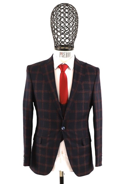 Yelekli Takım Elbise Slim Fit Erkek - Thumbnail