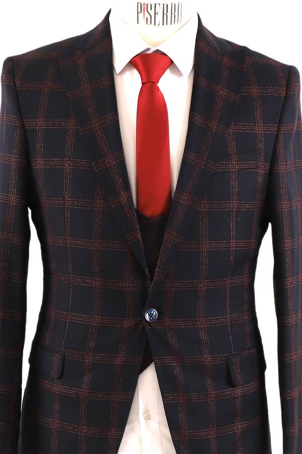 Yelekli Takım Elbise Slim Fit Erkek