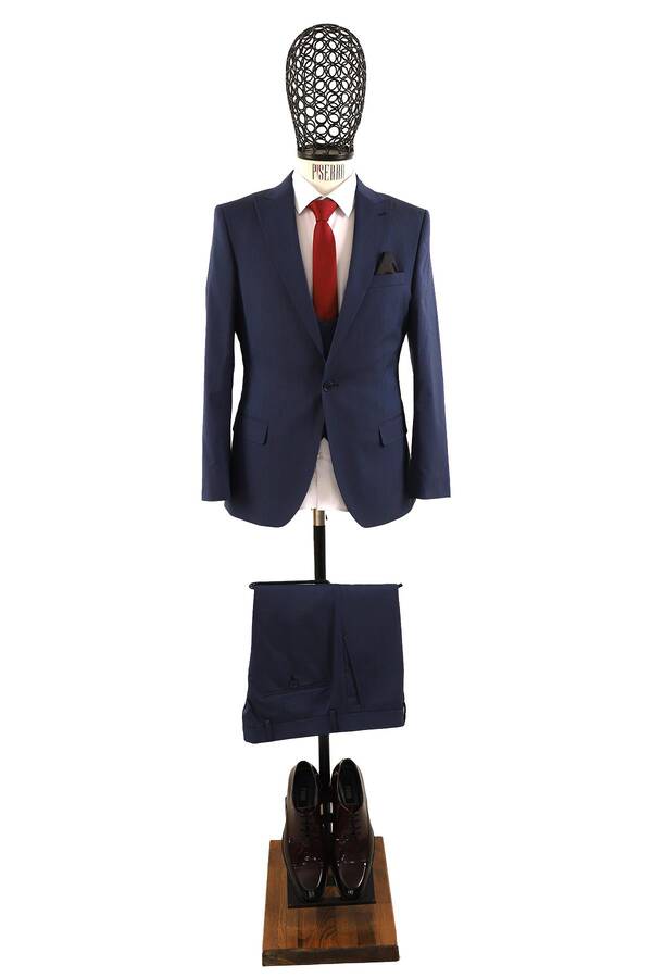 Yelekli Takım Elbise Slim Fit Erkek