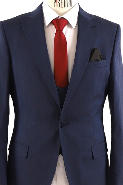 Yelekli Takım Elbise Slim Fit Erkek - Thumbnail