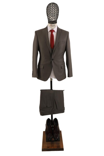 Yelekli Takım Elbise Slim Fit Erkek - Thumbnail