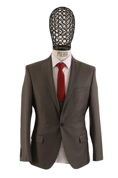 Yelekli Takım Elbise Slim Fit Erkek - Thumbnail